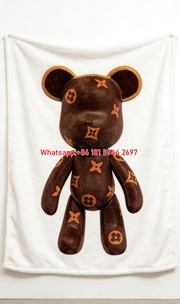 Chocolate LV Bear Blanket Brown Monogram Teddy Throw 203